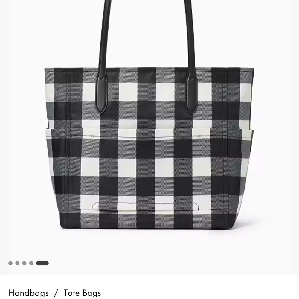 Kate Spade Black and White Checkered Tote Bag - Picture 4 of 15